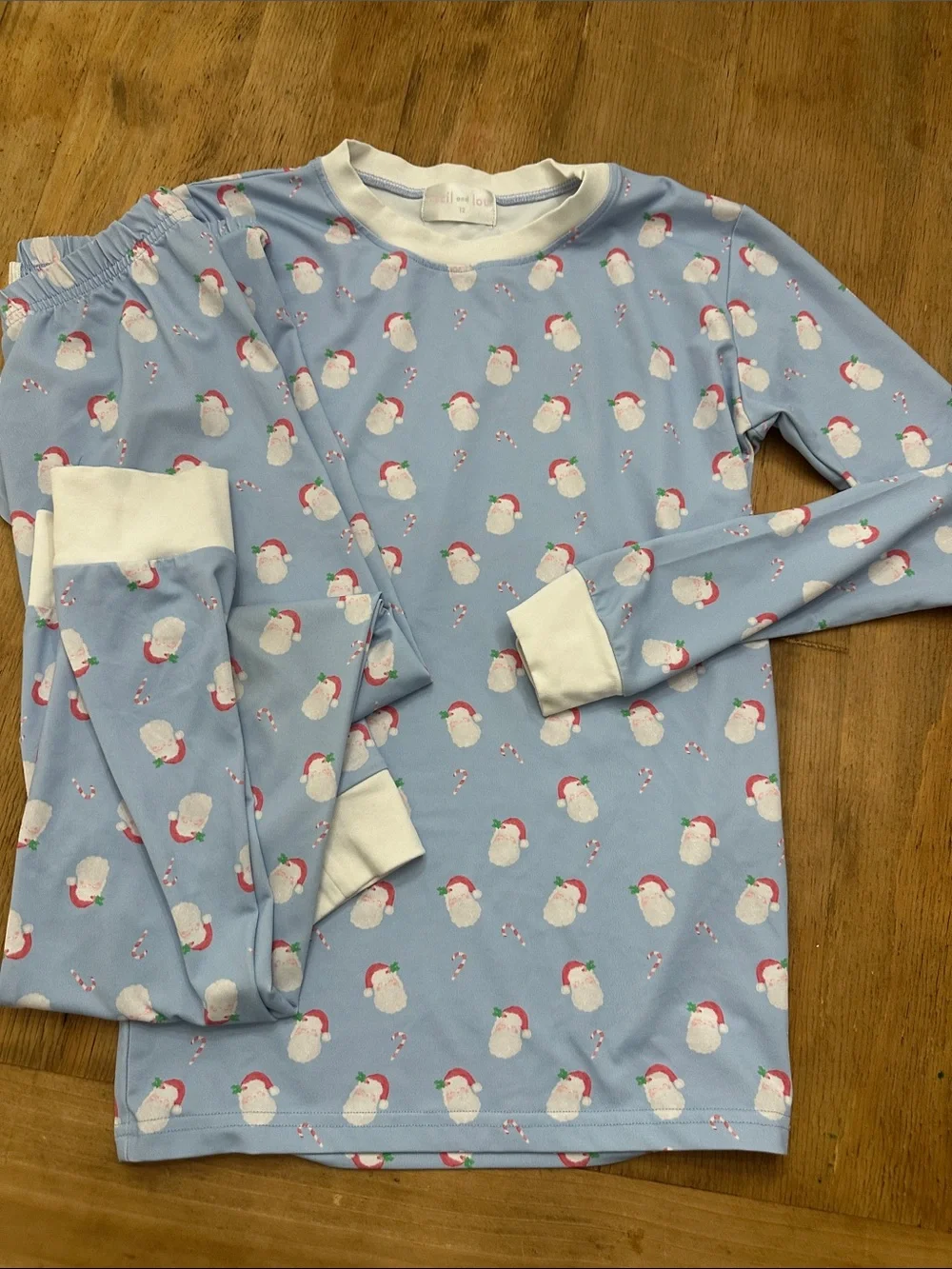 Cecil & Lou Boys Light Blue Santa Print Kids Pajama Set - Size 12